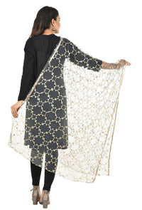 YOUTHQUAKE Heavy Embellished Plastic Mirror Net Dupatta for Womens & Girls