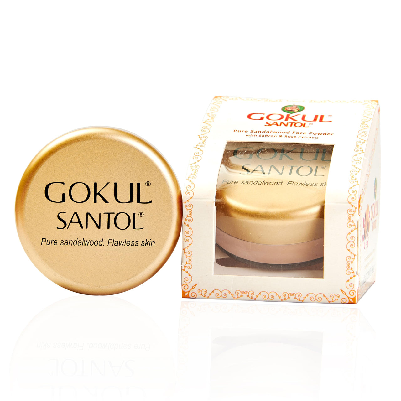 Gokul Santol Pure Sandalwood Makeup Powder - Flawless Skin, Blemish-Free Coverage for All Skin Types | 10g | Mattifying, Refreshing, Soothing, Brightening Formula