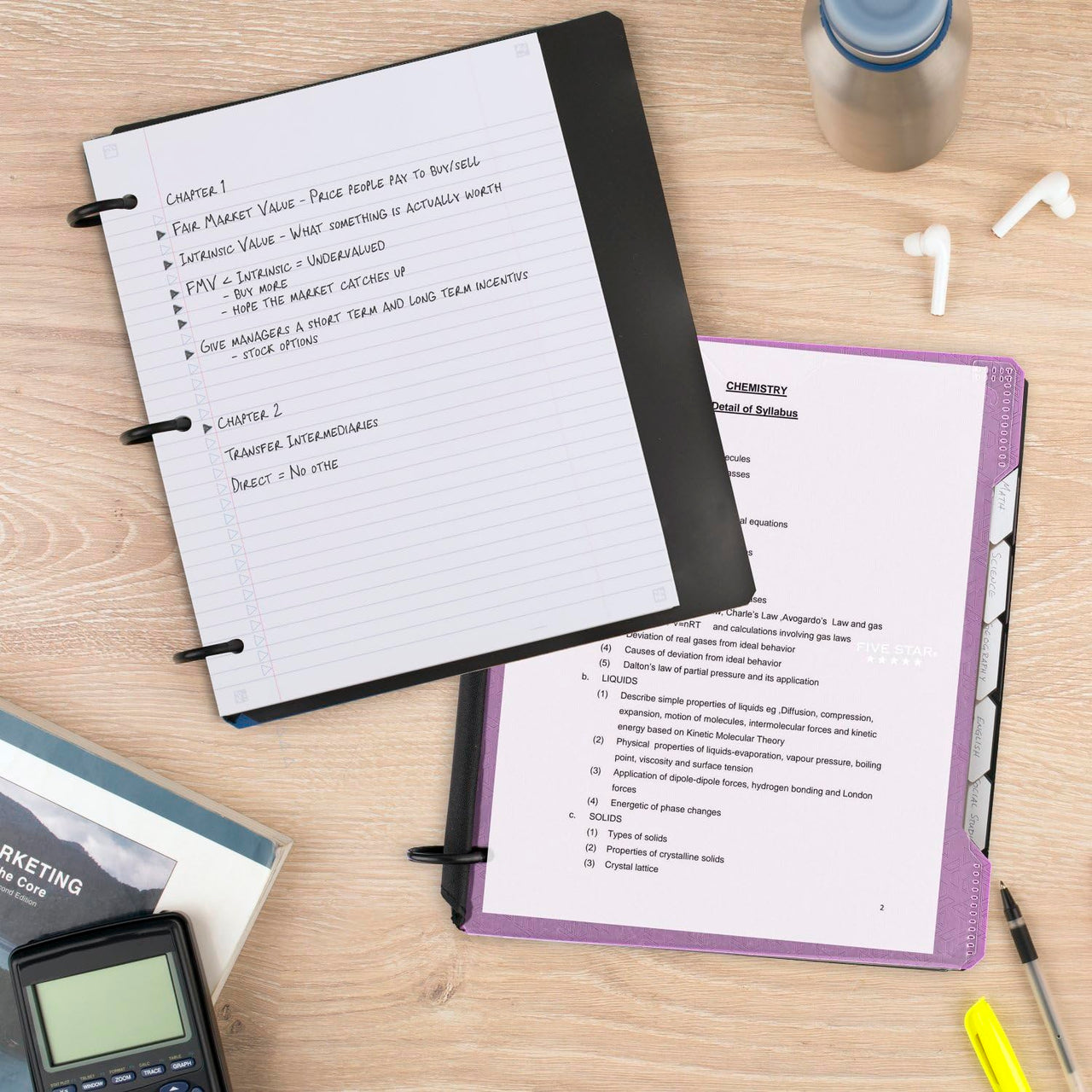 Five Star Flex Hybrid NoteBinder, 1 Inch Binder with Tabs, Customizable Cover, Notebook and 3-Ring Binder All-in-One, Purple (29326AB6)