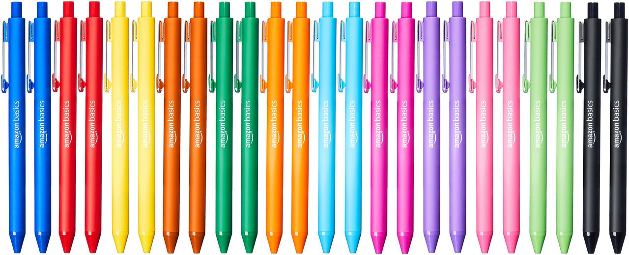 Basics Retractable Ballpoint Pen - Assorted Colors - 24-Pack