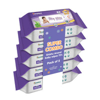 Shishu Anand Baby Wipes with Aloe Vera & Licorice, 72 Wipes (Pack of 5) | pH Balanced | Gentle on Skin | Clinically Tested