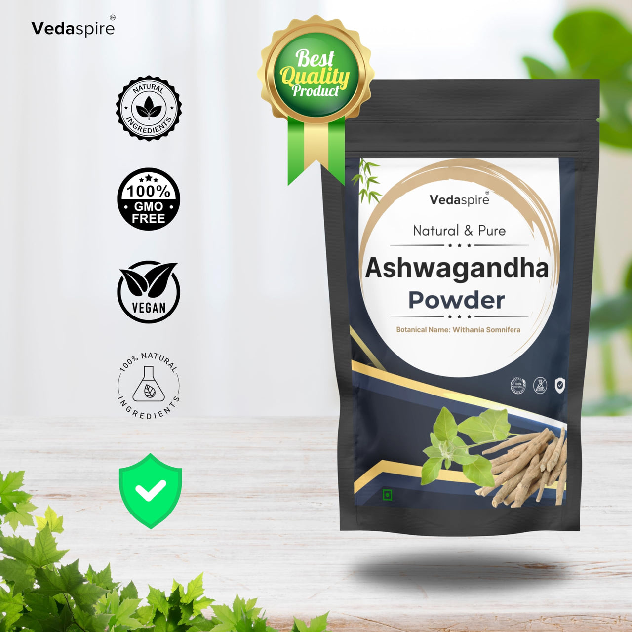 Ashwagandha Powder for Strength, Stress Relief & Mental Clarity – Pure Ayurvedic Herb for Recovery & Anxiety Support | Vedaspire Withania Somnifera | 100g (2 x 50g Packs)”