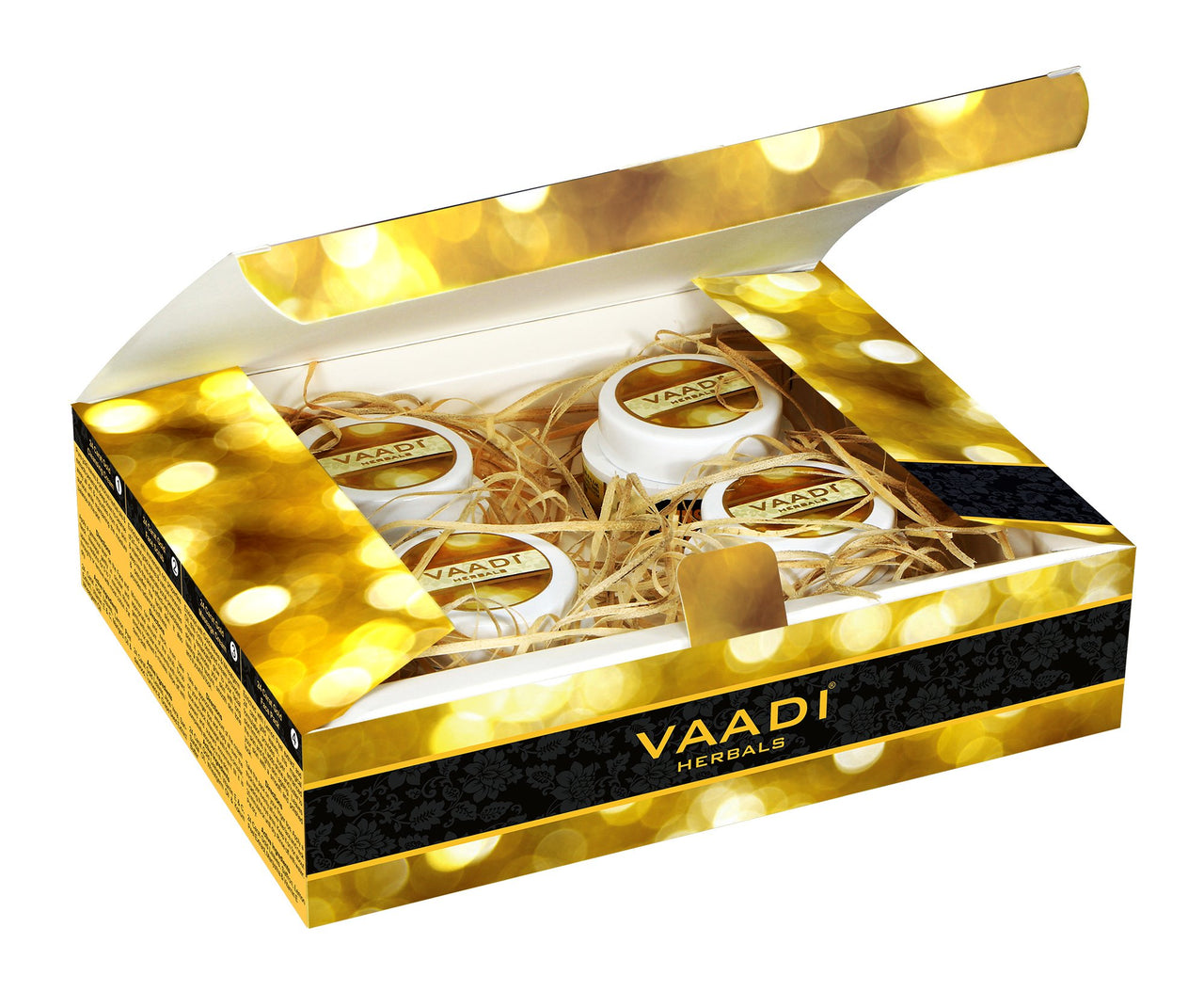 Vaadi Herbals Gold Facial Kit 24 Carat Gold Leaves, Marigold Wheatgerm Oil and Lemon Peel Extract, 110g