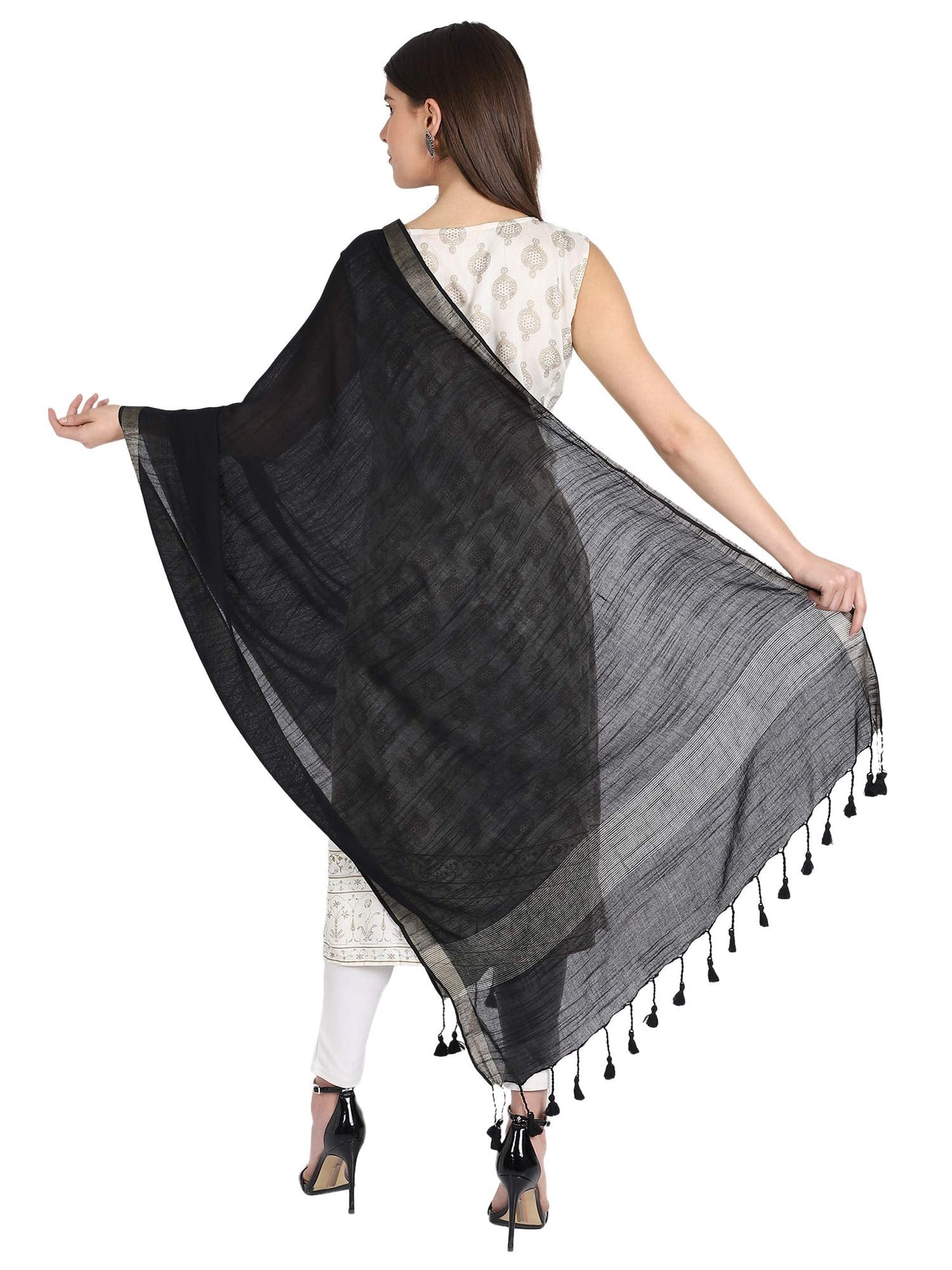 THE WEAVE TRAVELLER Women's  Solid Cotton Blend Dupatta
