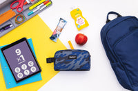 PackIt Freezable Snack Box, Sporty Camo Charcoal Navy, Built with EcoFreeze Technology, Collapsible, Reusable, Zip Closure with Buckle Handle, Great for All Ages and Fresh Snacks on the go