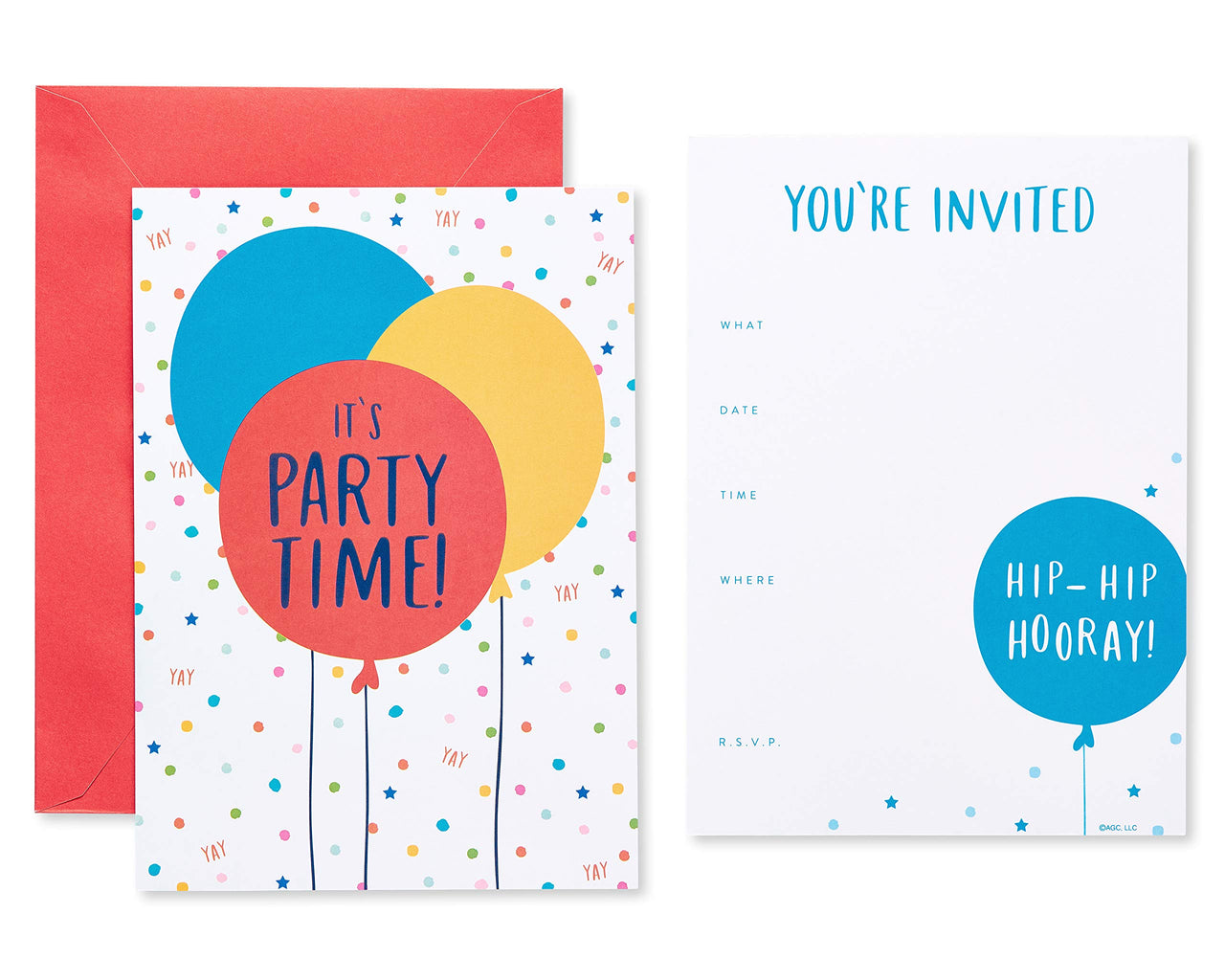 American Greetings Party Invitations and Envelopes Perfect for any Birthday or Special Occasion, Multi Color Balloons (25-Count) red, yellow, blue