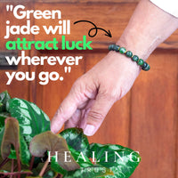 [Healing Trust] Green Jade Bracelet for Men Women Entrepreneur Business Luck, MONEY ATTRACTION Chakra Bracelets for Women, Bead Bracelets for Women, Maximum Money Wealth Abundance Bracelet, Prosperity Good Luck Feng Shui, Jade Bracelet Goals Manifestat...