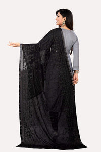 AKSHAR LLC Miss India Women's  Chiffon Dupatta With Karachi Embroidery Work_2.30mtr