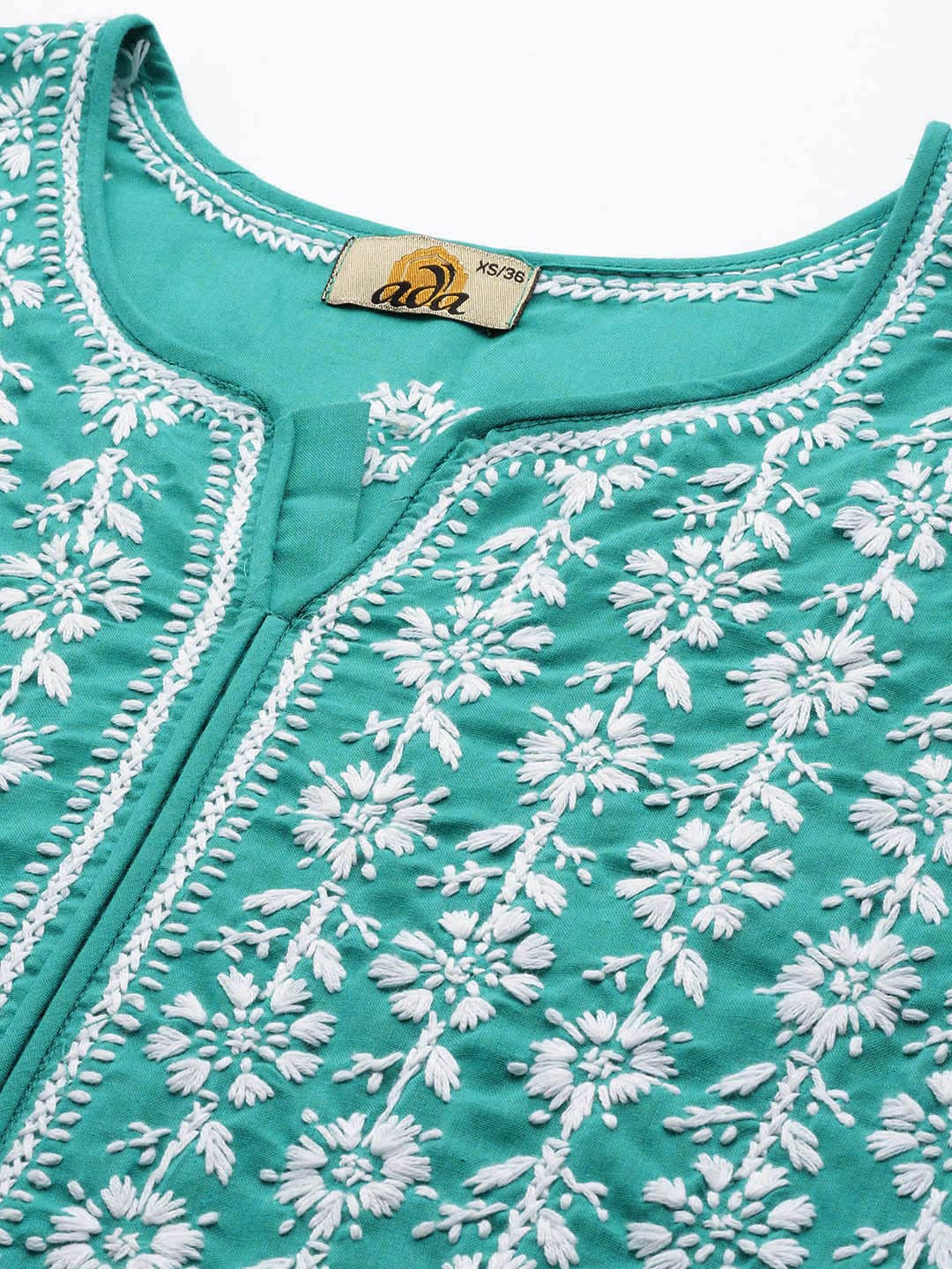 Ada Hand Embroidered Lucknowi Chikankari Ethnic Wear Cotton Kurta Kurti Tunic for Women