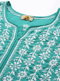 Ada Hand Embroidered Lucknowi Chikankari Ethnic Wear Cotton Kurta Kurti Tunic for Women