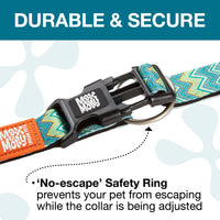 Max & Molly Soft Padded Neoprene Dog Collar w/Smart ID Gotcha! QR Pet Safety Tag, Durable, Waterproof, Anti-Stink, Machine Washable Collar for Dogs, Chevron Green Pattern, L Vintage Green L (15-25