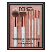 RENEE All In 1 Professional Makeup Brush Set of 6, Premium Easy To Hold & Precise Application For Face, Eyes & Brows | Cruelty Free & Uniquely Designed Super Soft Bristles For Unparalleled Precision