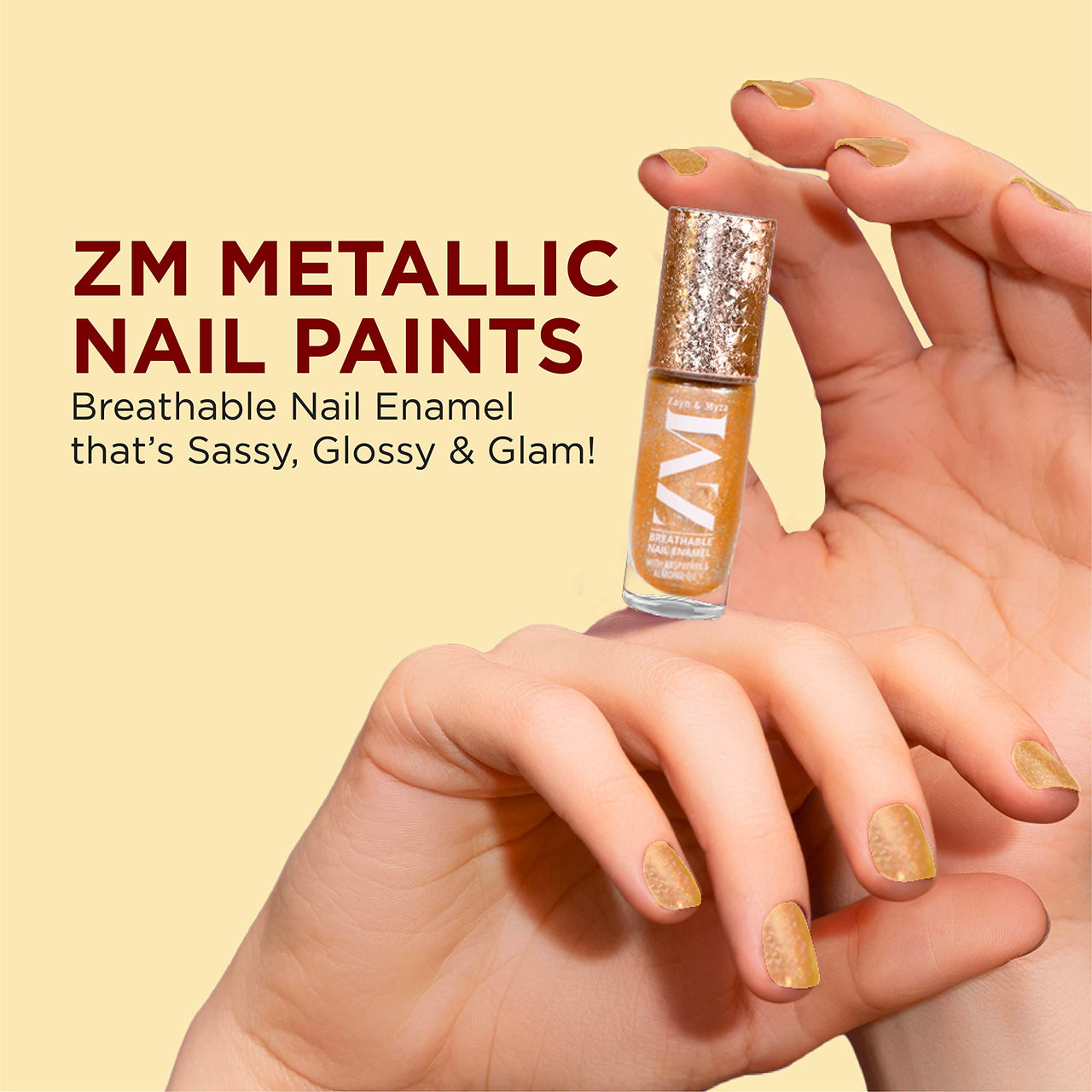 ZM Zayn & Myza Breathable Nail Enamel - Fling Bling | Smooth Application | Quick-Drying I Longlasting I Chip-Defiant I Water Permeable | Glossy Finish | 100% Vegan, 6 ml