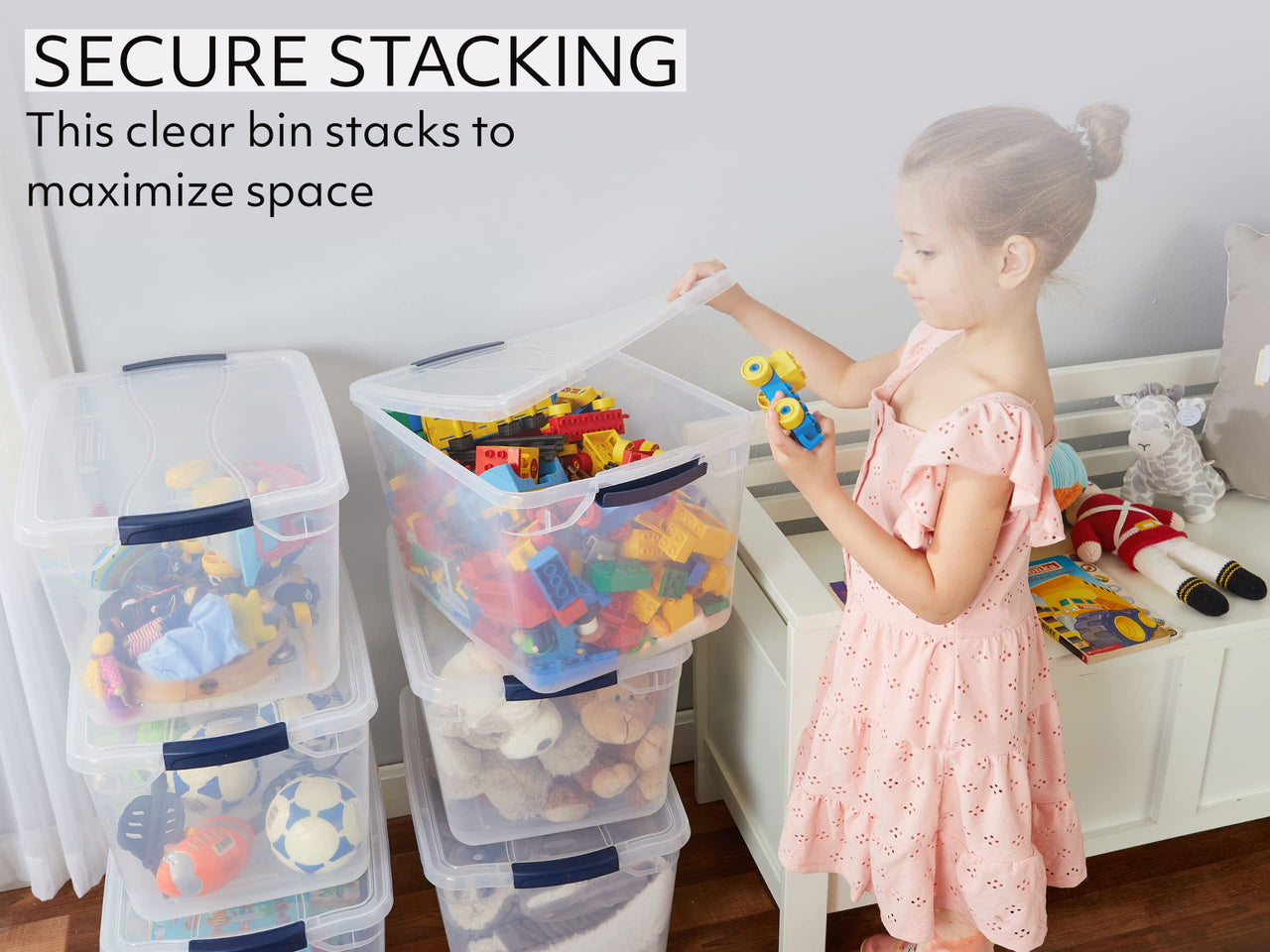 Rubbermaid Cleverstore Under the Bed 70 Qt Wheeled 2-Pack, Clear Storage Bins with Latching Lids, Stackable, BPA-Free, Made in USA Under the Bed - 2 Pack