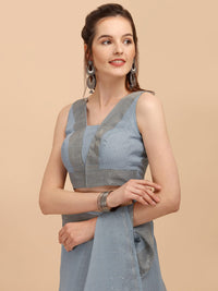 DUNGRANI Women's  Linen Saree With Blouse Piece