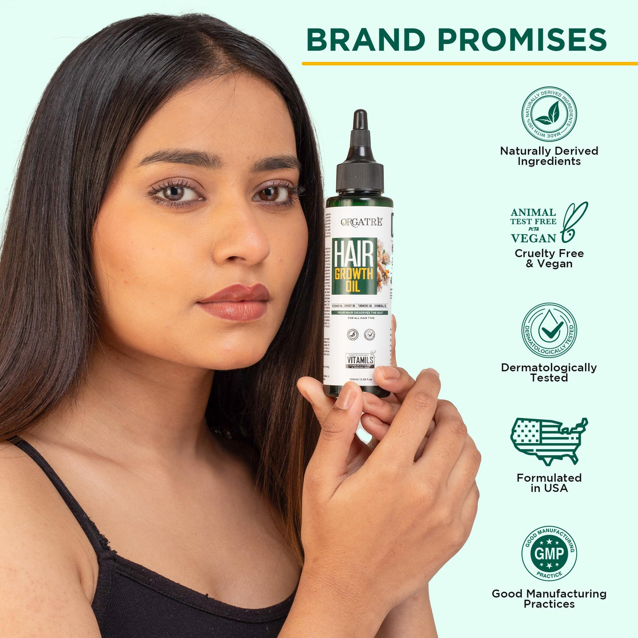 ORGATRE Hair Growth Oil - 100ml | Anti Hairfall & Hair Regrowth | 28 Natural Ingredients with Bhringraj & Brahmi | Paraben, Sulfate & Mineral Oil Free | Stronger, Thicker Hair for Men & Women