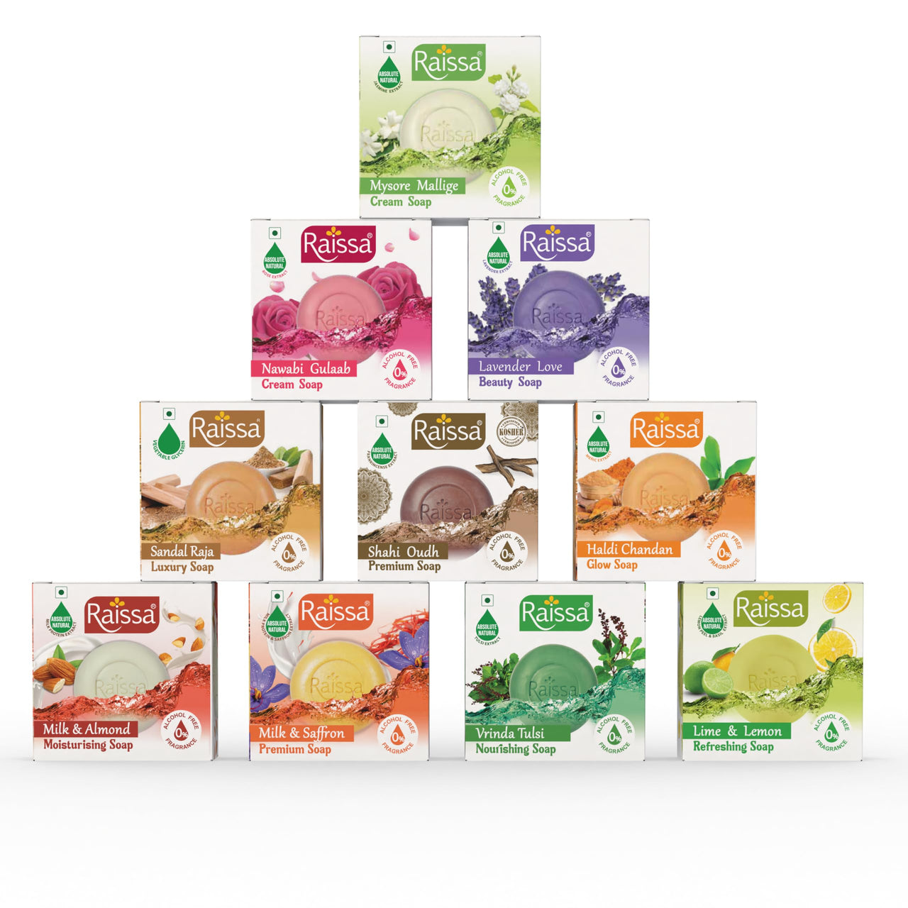 Raissa Milk & Saffron Premium Soap, 85g (Pack of 8) | Natural Milk & Saffron Extracts | Moisturizing Bathing Bar | Combo Pack for Soft & Glowing Skin | Alcohol-Free Fragrance | No Harsh Chemicals