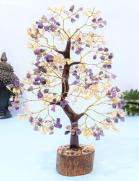Amethyst & Citrine Crystal Tree of Life - Chakra Tree of Life, Handmade Gemstone Tree, Feng Shui Tree, Crystal Decoration, Money Tree, Spiritual Gift, Healing Crystal Tree, Gem Tree, Chakra Decor Citrine & Amethyst (Golden Wire)