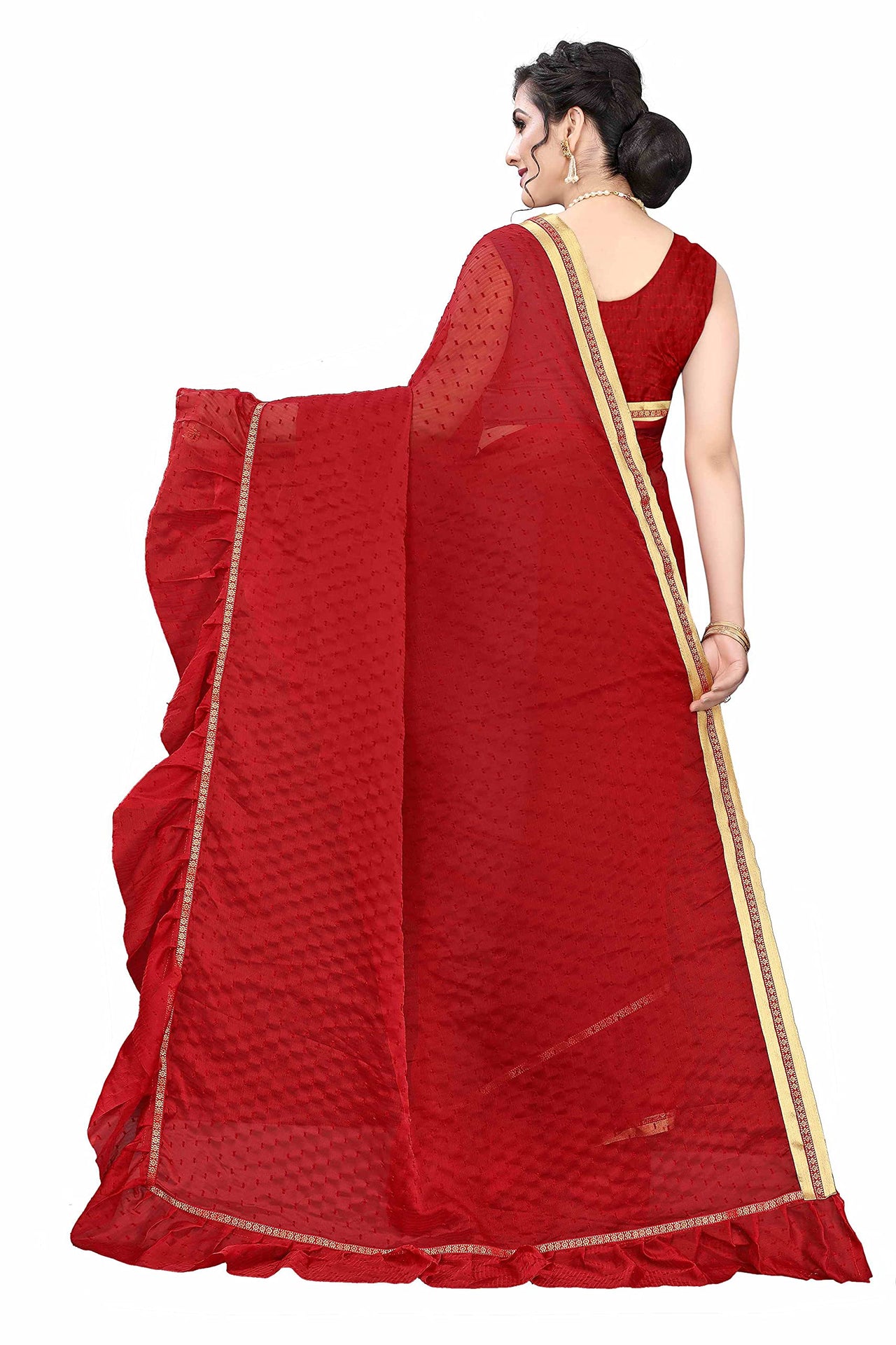Anjaneya Sarees Women's  Georgette Saree With Blouse Piece