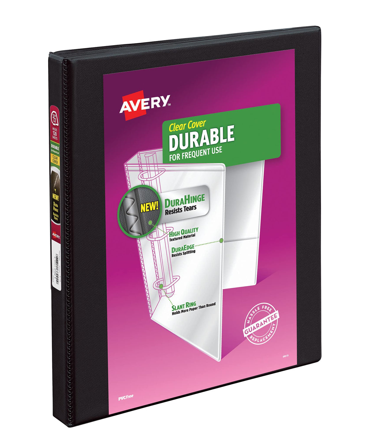 Avery Durable View 3 Ring Binder, 1/2 Inch Slant Rings, 1 Black Binder (17001) 0.5" 1 Pack Binders