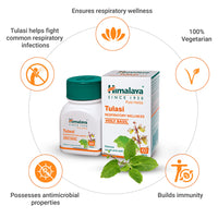 Himalaya Wellness Pure Herbs Tulasi Respiratory Wellness | Holy Basil |Relieves cough and cold| -Pack of 240 Tablets