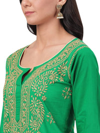 Ada Lucknowi Hand Embroidered Chikankari Straight Cotton Kurti Kurta for Women