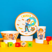 Zak Designs Blippi Kids Dinnerware Set 3 Pieces, Durable and Sustainable Melamine Bamboo Plate, Bowl, and Tumbler are Perfect For Dinner Time With Family (Blippi, TABBS) 8