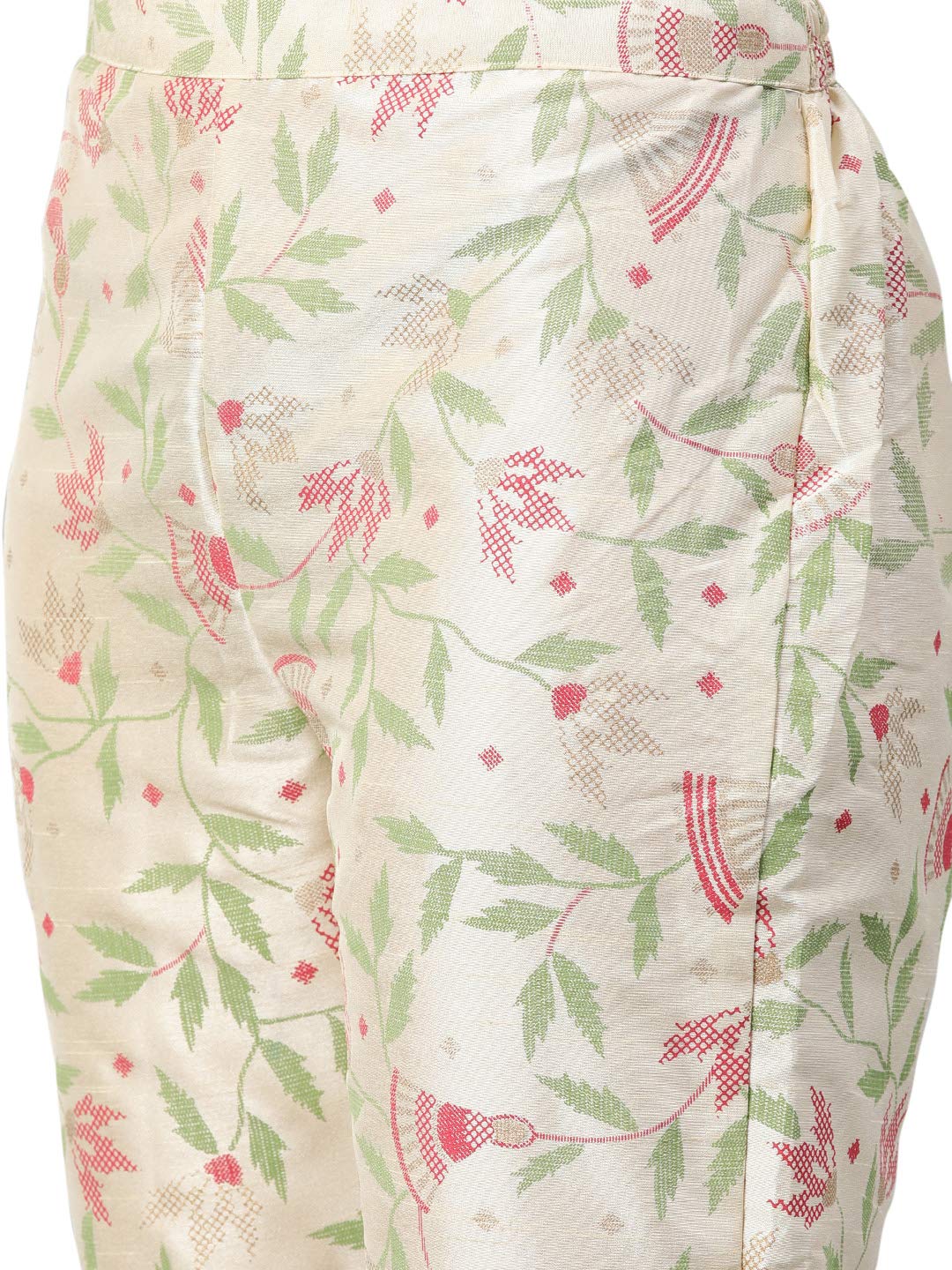 ZIYAA Women's  Off-White Poly Silk Straight Kurta and Pant Set (ZIKUPS2887ANDPA-3XL_Off-White_3XL)