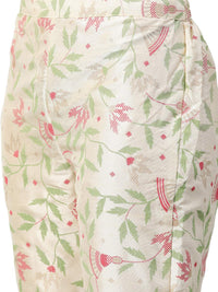 ZIYAA Women's  Off-White Poly Silk Straight Kurta and Pant Set (ZIKUPS2887ANDPA-3XL_Off-White_3XL)