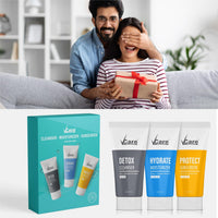 Vcare 3-In-1 CMS Kit|Detox Cleanser, Hydrate Moisturizer and Protech Sunscreen SPF 50| Suitable for All Skin Types| Day & Night Brightening Skincare Gift Set -50gm