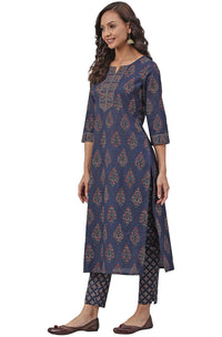 Janasya Women's  Cotton Straight Kurta with Pant 3XL