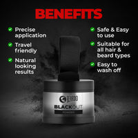Beardo Blackout Hair Powder 4g - Black | Root Touch Up for Grey Hair | Instantly Covers Grey Roots, Beard Patches & Bald Spots | Thick Black Fiber Hairline Powder | Highly Pigmented, Long-Lasting & Matte Finish | Super-Fine Cover-up