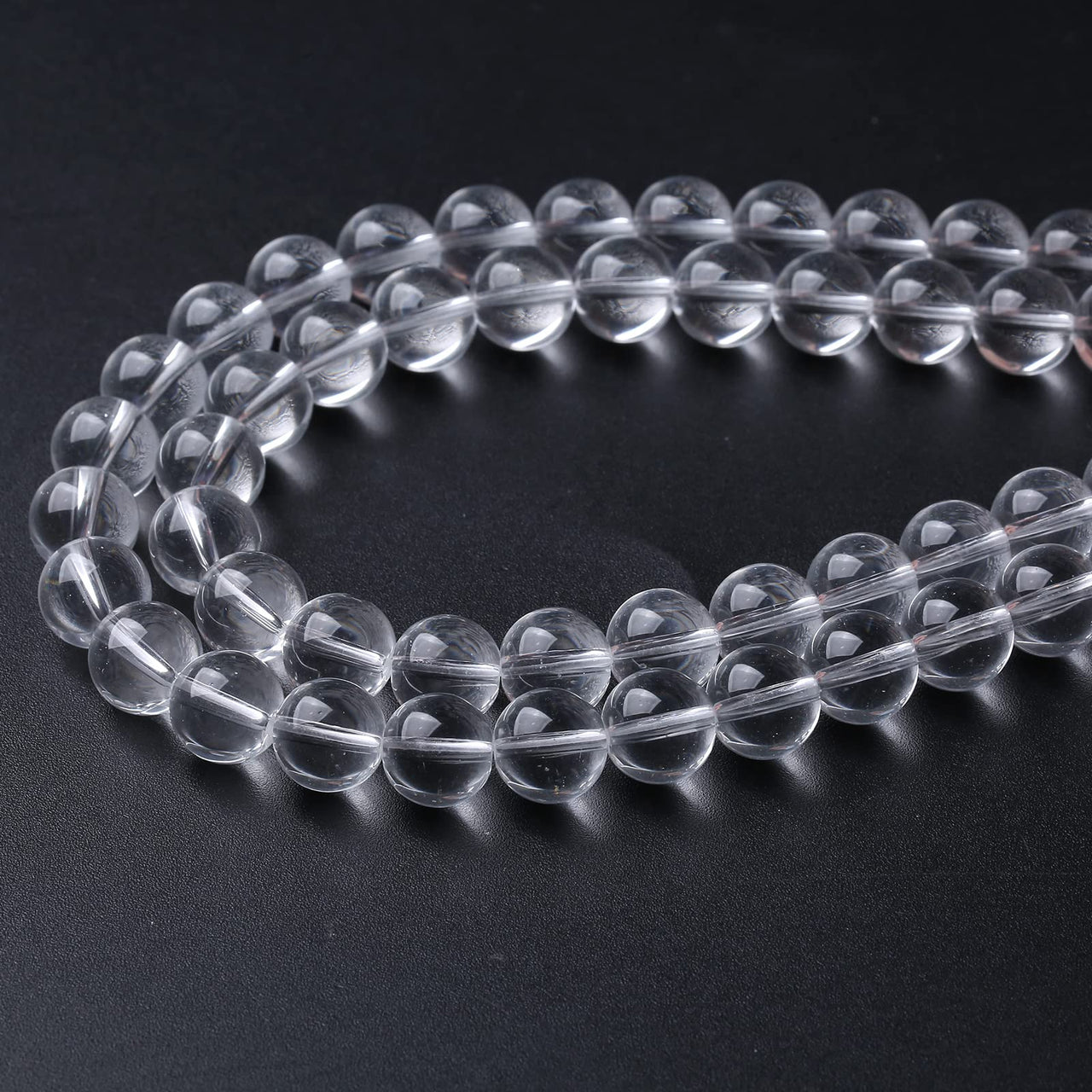 46PCS 8mm White Crystal Quartz Glass Beads Natural Stone Round Loose Beads for Jewelry Making DIY Bracelet Necklace 15 Inch ,Energy Stone Healing Power (8mm, White Crystal Glass)