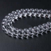 46PCS 8mm White Crystal Quartz Glass Beads Natural Stone Round Loose Beads for Jewelry Making DIY Bracelet Necklace 15 Inch ,Energy Stone Healing Power (8mm, White Crystal Glass)