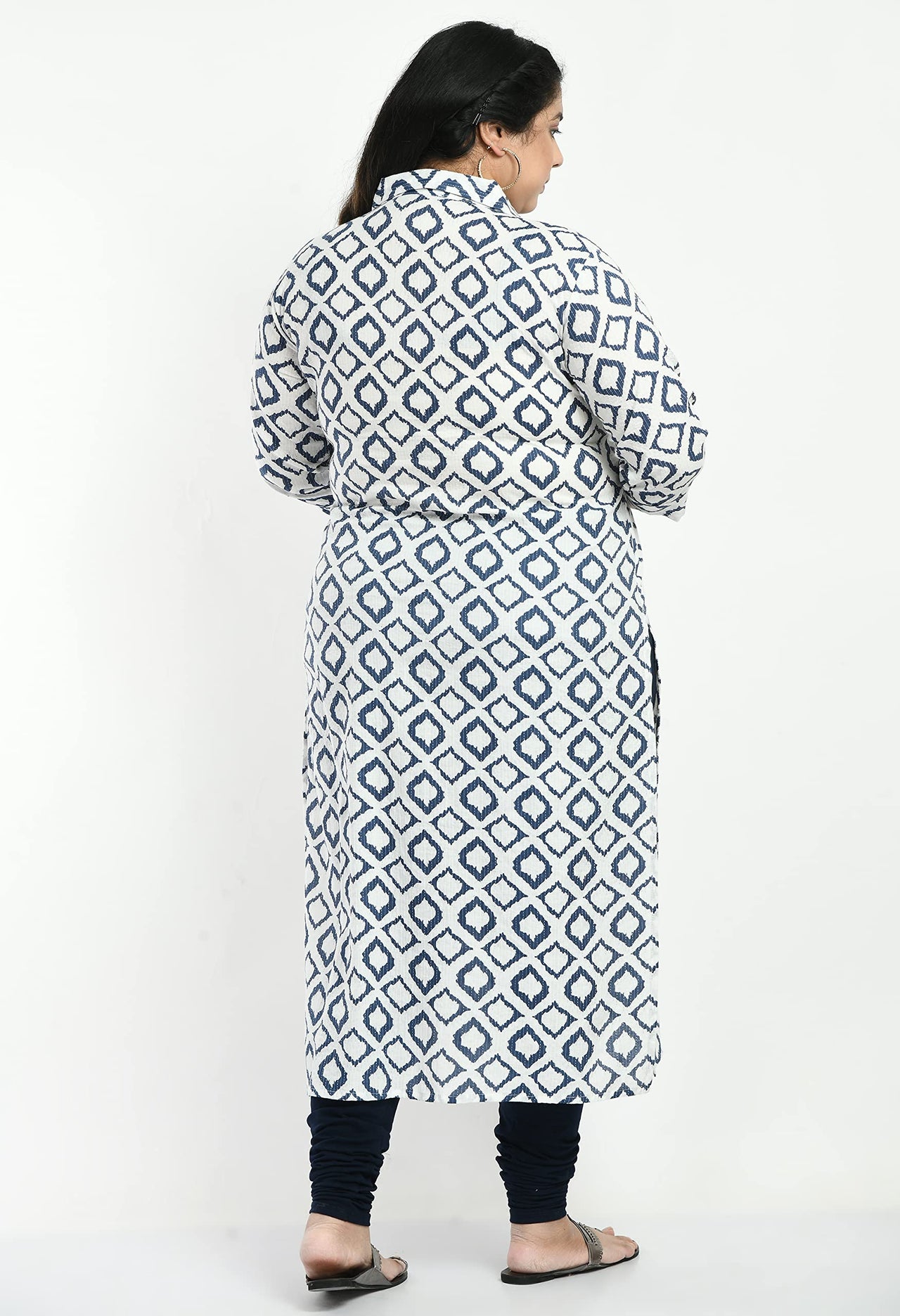 AnjuShree Choice Women Cotton Kurta 6XL White Blue