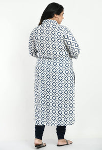 AnjuShree Choice Women Cotton Kurta 6XL White Blue