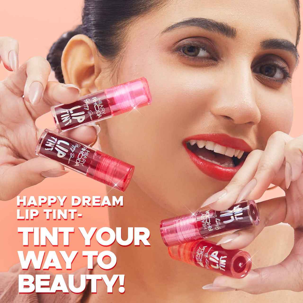 Hilary Rhoda Happy Dream Lip Tint | Hydrating Formula | Infused with Hyaluronic Acid | Cruelty-Free & Glossy Finish | Non-Sticky Formula - 3.7g (Cherry Bliss- Shade 04)