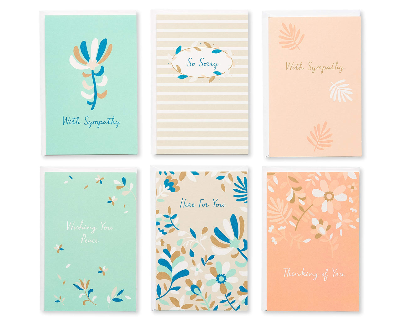 American Greetings Sympathy Cards Assortment, 6 Nature-Inspired Designs (48-Count)