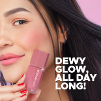 Hilary Rhoda Blush Love | Highly Pigmented Liquid Blush & Super Dewy Finish | Built-in Sponge | All Day Wear & Buildable Formula | Leak-Proof - 6ml (Showbiz | Shade 01)