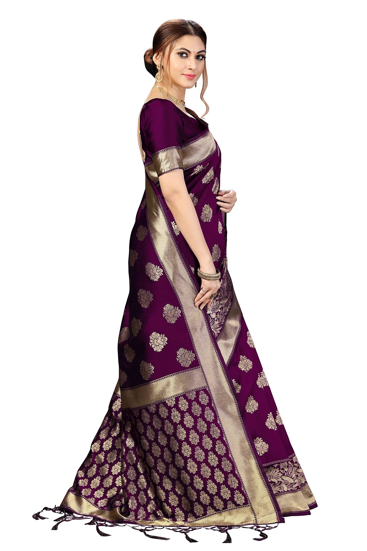 PANASH TRENDS Women's  Kanchipuram Banarasi Art Silk Saree with Blouse Piece