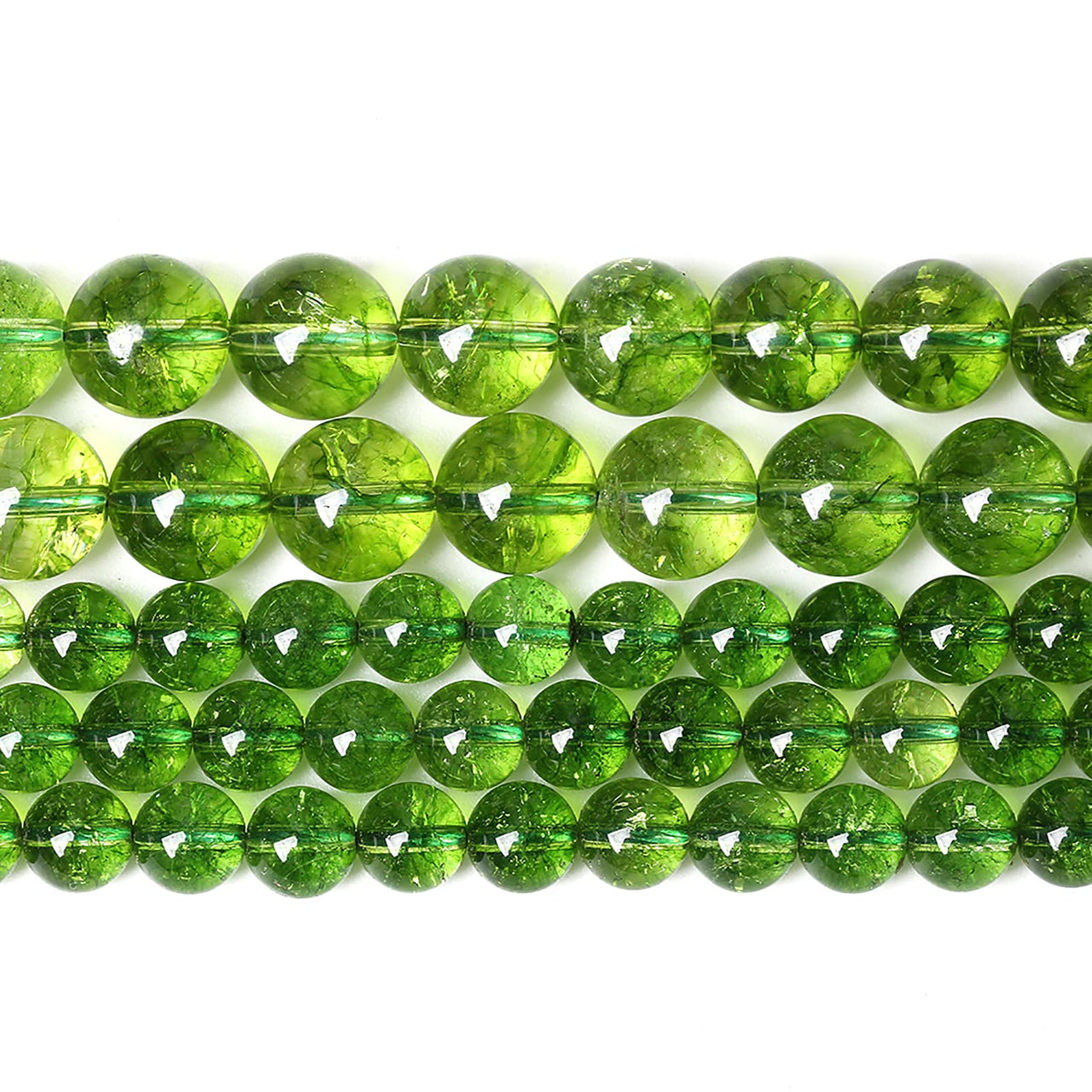 8mm 45pcs Natural Green Peridot Crystal Quartz Beads for Jewelry Making Round Loose Beads DIY Bracelet Necklace Accessories Energy Healing Power Stone Beads 8mm