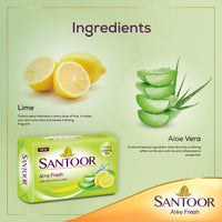 Santoor Aloe Fresh Soap with Aloe Vera and Lime, 125g (Buy 4 Get 1 Free) & Santoor Gold Soap 125g (Pack of 6)