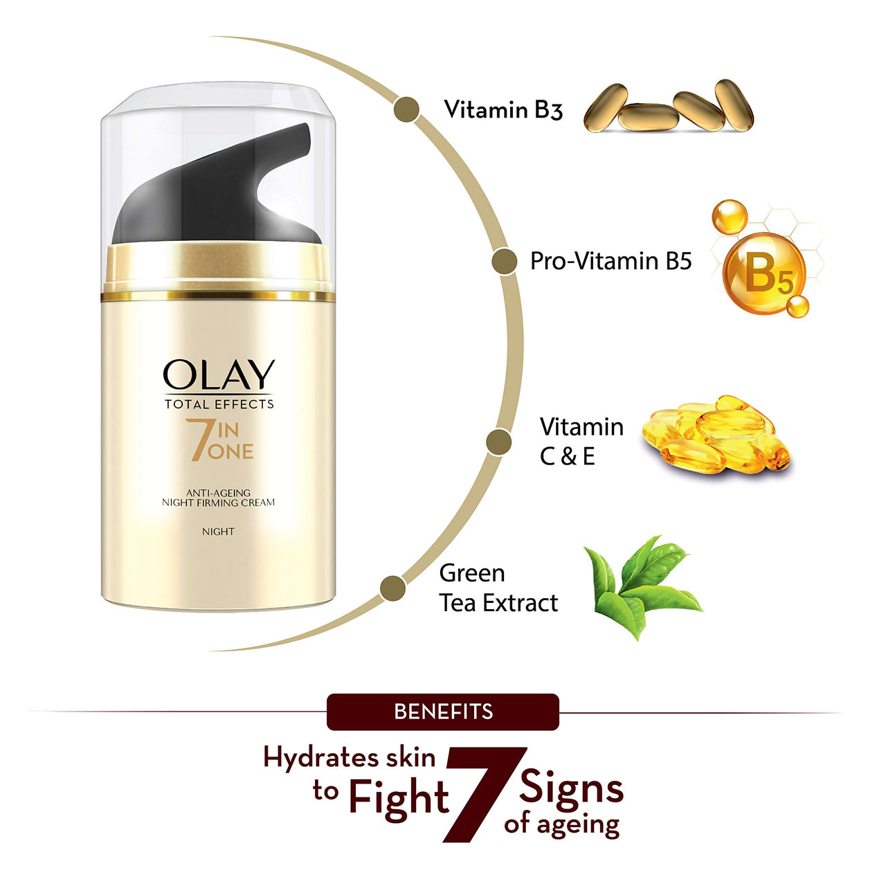Olay Total Effects 7 in 1 Anti Aging Night Skin Cream, 50g