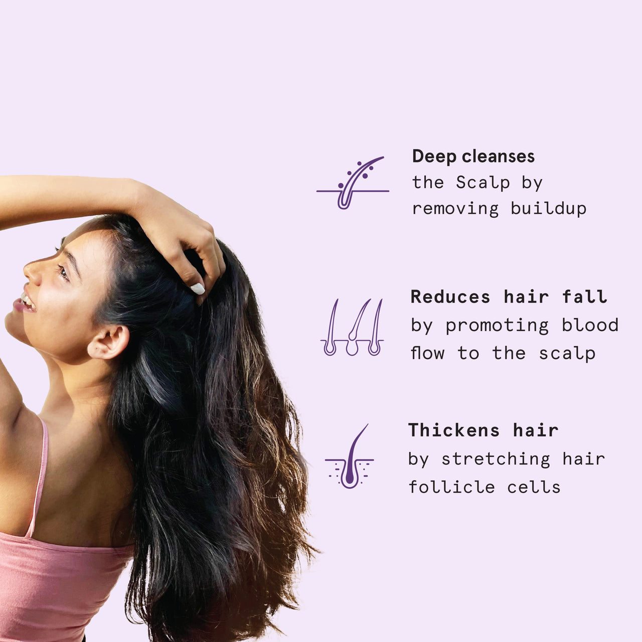 Be Bodywise Hair Scalp Massager Shampoo Brush with Soft Silicone Bristles | Exfoliating Stimulating, Anti Dandruff, Shower Scalp Scrubber | Handheld & Lightweight | Black