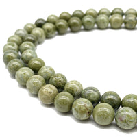 ABCGEMS African Light-Green Brecciated Jasper Beads (Gorgeous Veined Patterns in Beige) Healing Chakra Energy Crystal Stone Ideal for Bracelet Necklace Ring DIY Jewelry Making Craft Smooth Round 8mm Light-Green Brecciated Jasper (From Africa)