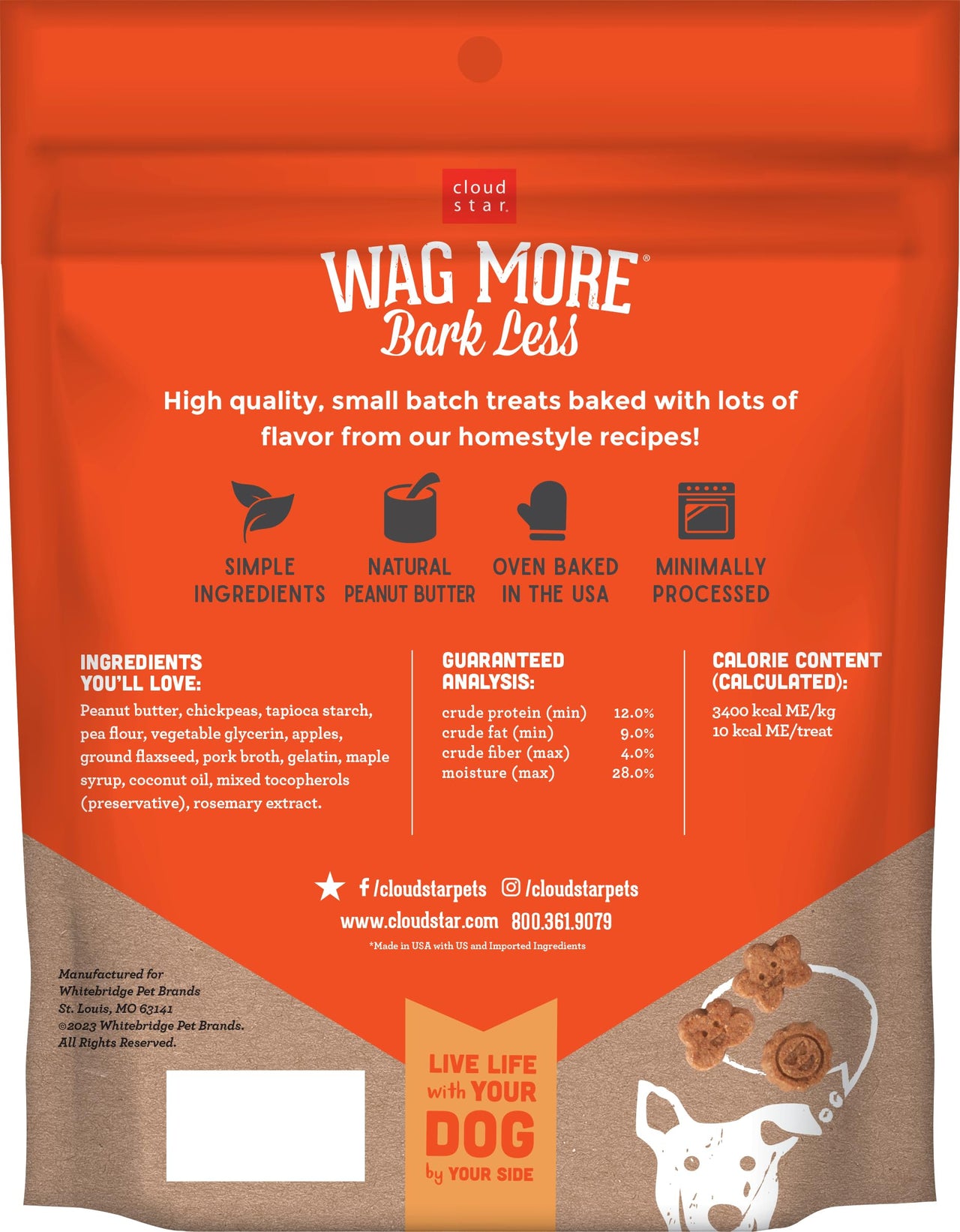 Cloud Star Wag More Bark Less Dog Treats, Grain Free Soft Chews, Peanut Butter & Apples 20 oz. Bag 20 Ounce (Pack of 1)