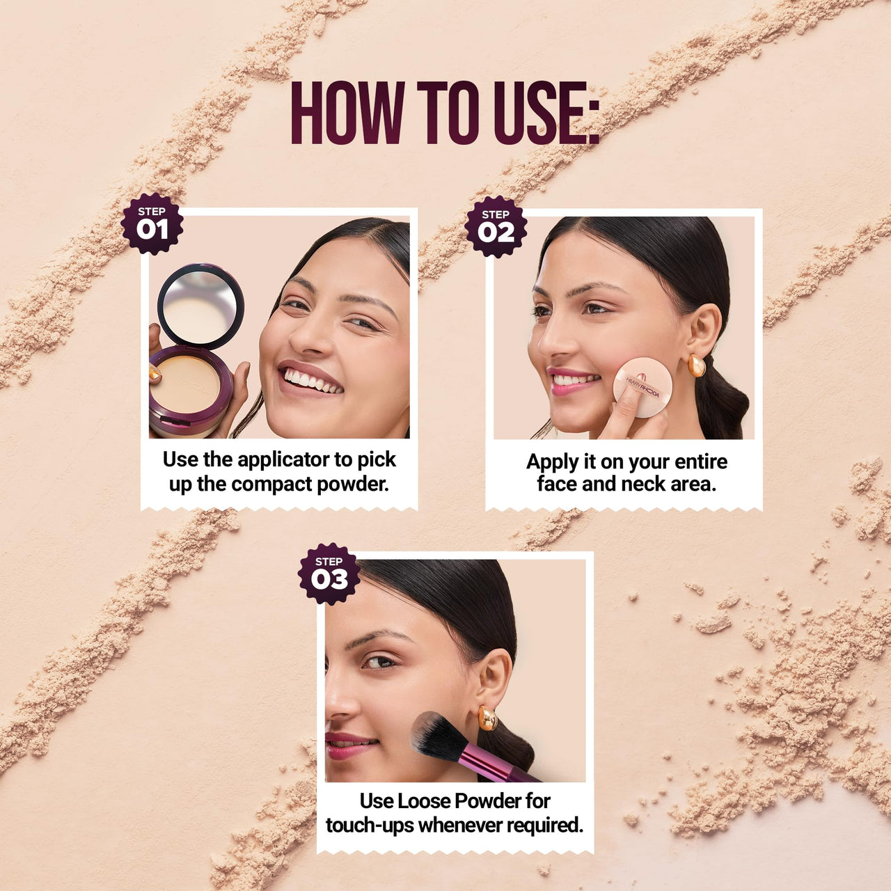Hilary Rhoda The Setting Duo Compact & Loose Powder | 2-in-1 | Matte Finish | Blends Effortlessly | Oil Control | 32g (Beige | Shade 03)