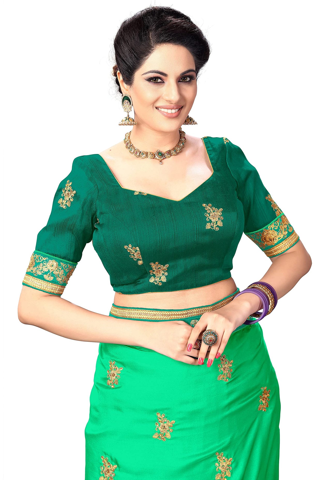 PANASH TRENDS Women's  Barfi Silk Heavy Embroidery Work Saree