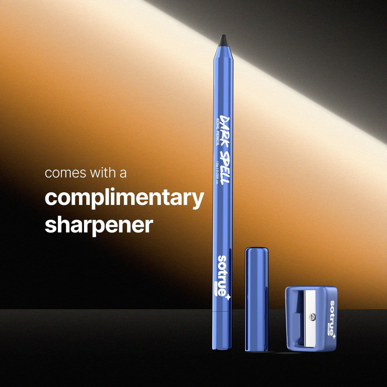 Sotrue Dark Spell Kohl Kajal Pencil with Sharpener | Smudgeproof, 24 Hours Long Stay | One Swipe Application | Matte Finish |1.5 gm