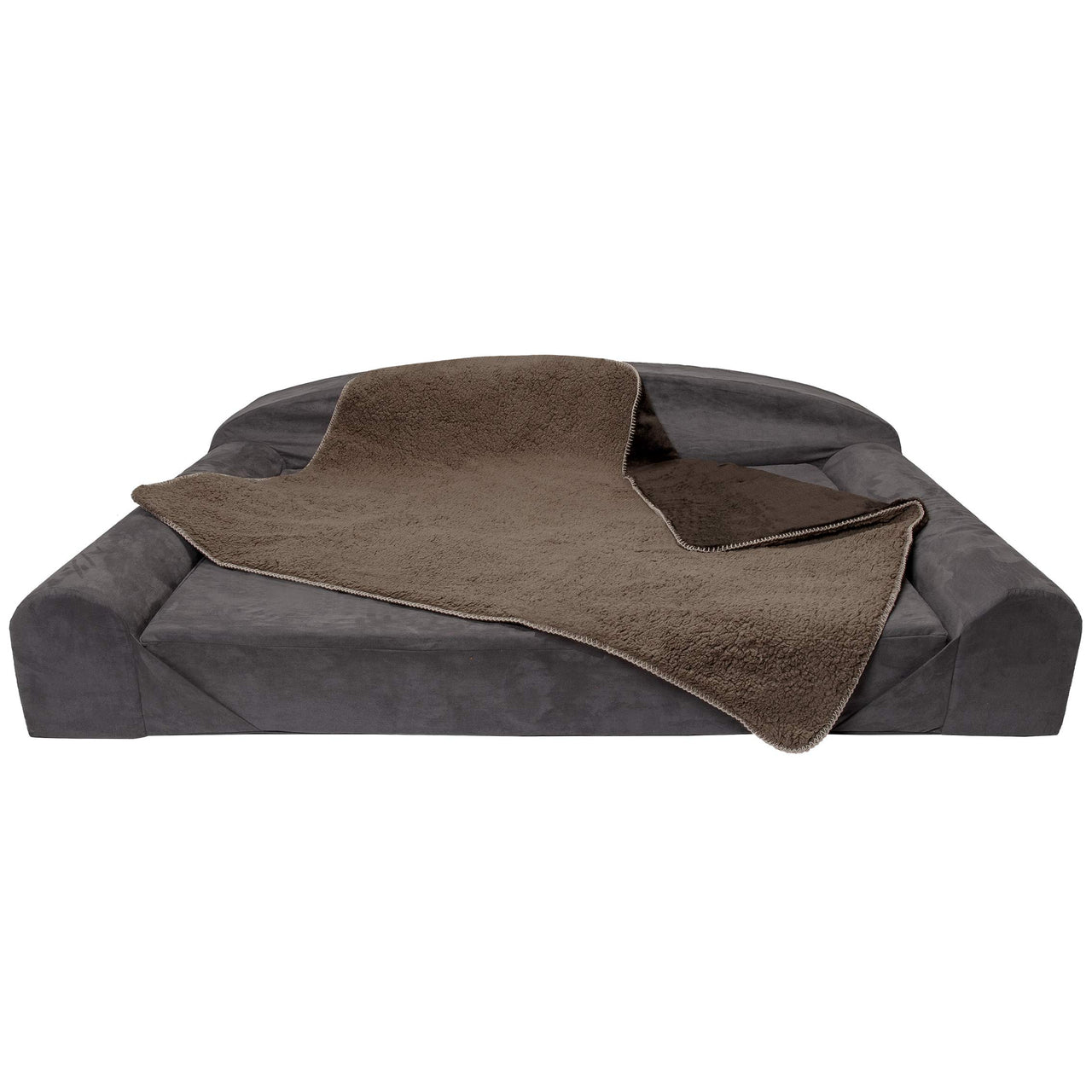 Furhaven Waterproof & Self-Warming Throw Blanket for Dogs & Indoor Cats, Washable & Reflects Body Heat - Terry & Sherpa Dog Blanket - Espresso, Large